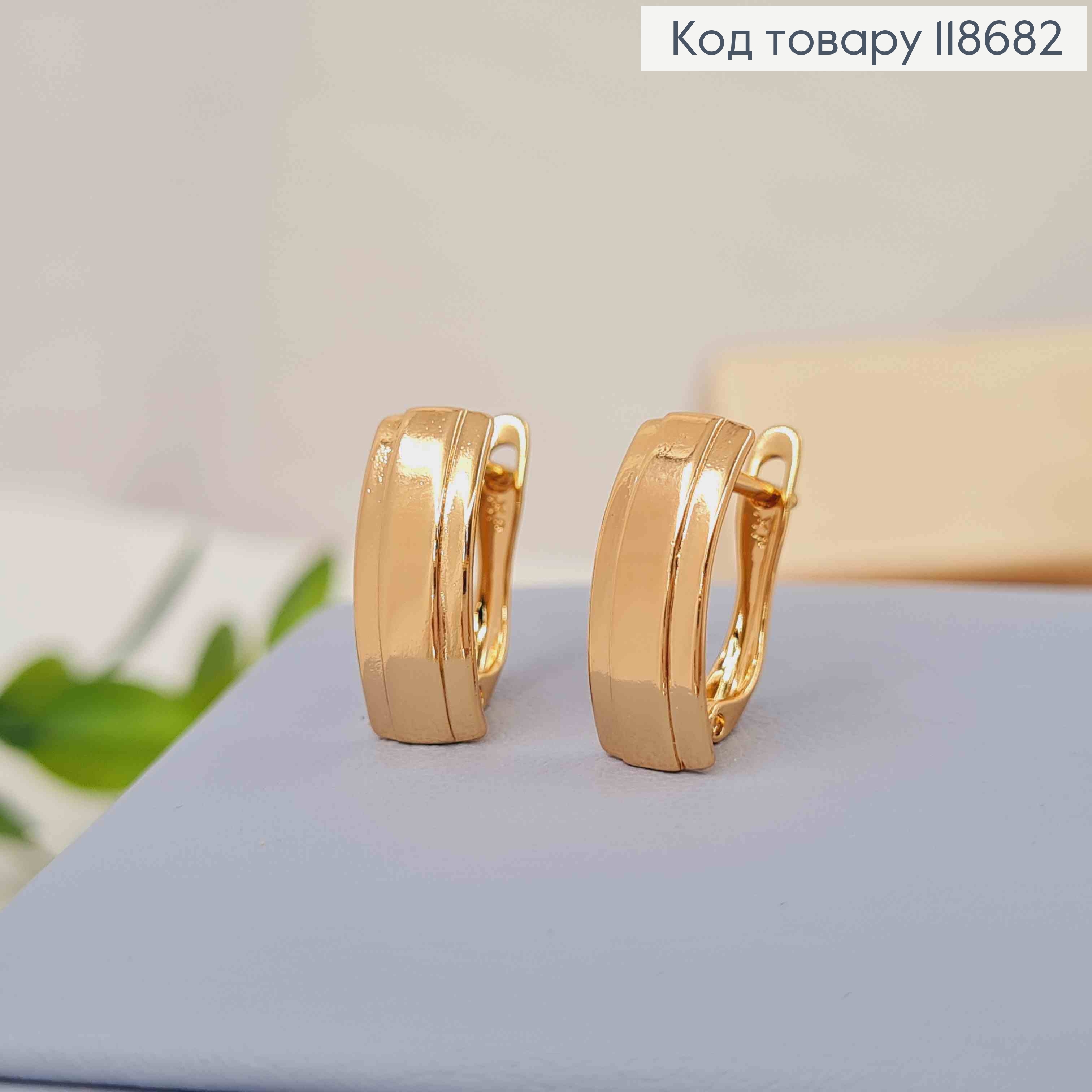 Серьги "Прямоугольные", 1,6см, английская застежка, Xuping 18К 118682 фото 3