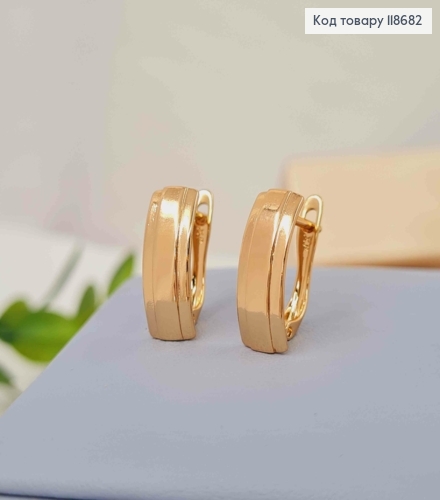 Сережки "Прямокутні", 1,6см, англійська застібка, Xuping 18К 118682 фото 3