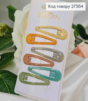 Заколки Тік-Так, зелених відтінків, з блиском, 5см, 6шт. 273154 фото