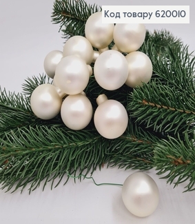 Веточка из стеклянных шариков матово серебряных 3 см 12 шт. 620010 фото