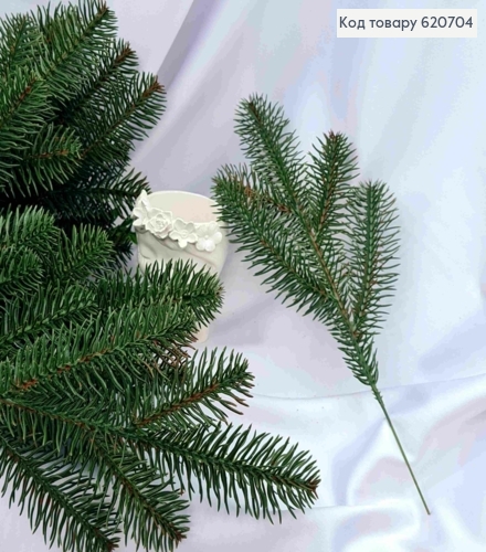 Веточка Елки на 5 побегов, 32см, ЗЕЛЕНОГО цвета 620704 фото 1