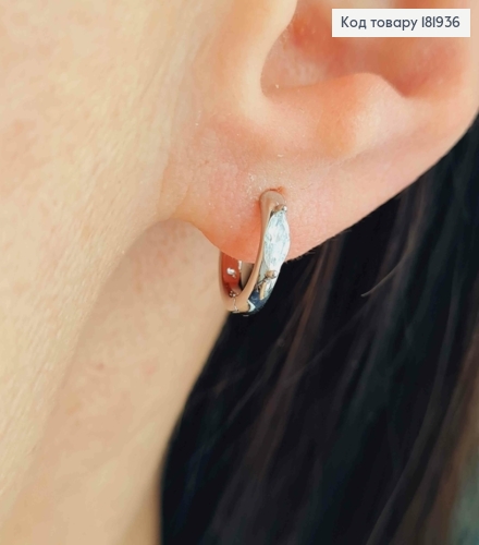 Серьги кольца с блестящим камнем, 1,1см, XUPING 181936 фото 2