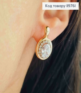 Серьги с Блестящим камнем в оправе из камней, 2,0см, английская застежка, Xuping 18К 119761 фото
