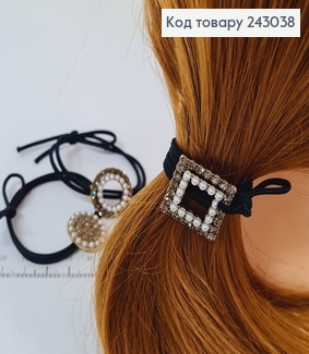 Резинка чорна подвійна з брошкою 243038 фото
