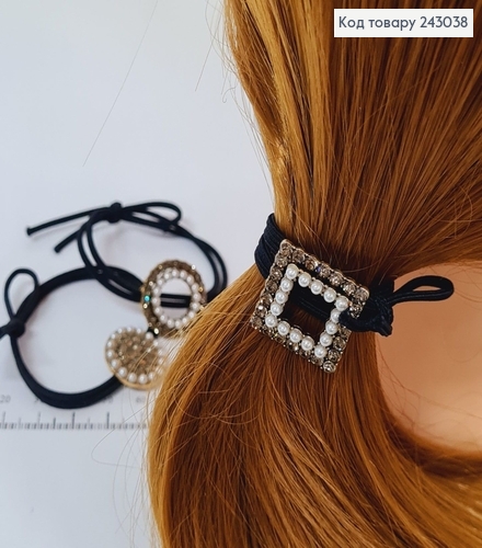 Резинка черная двойная с брошью 243038 фото 1