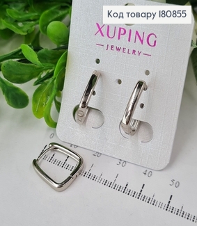 Сережки кольца родированые Квадраты 1,7см,  Xuping 180855 фото