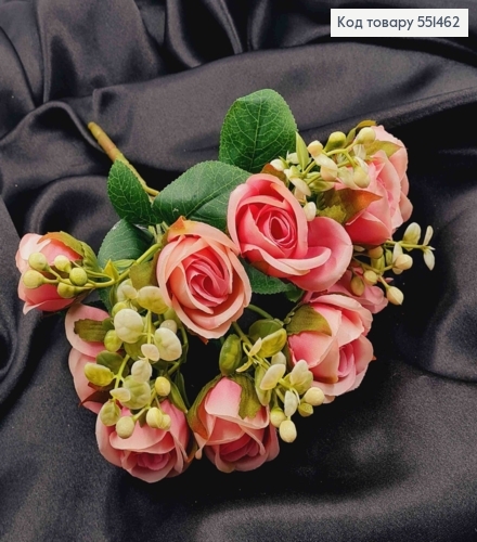 Искусственная композиция Розы, РОЗОВОГО цвета, 5 веточек, 10 цветочков на металл, высота 30см. 551462 фото 2