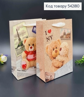 Пакет бумажный, "Мишка-Путешественник", 18*8*24см в ассорт. 542180 фото