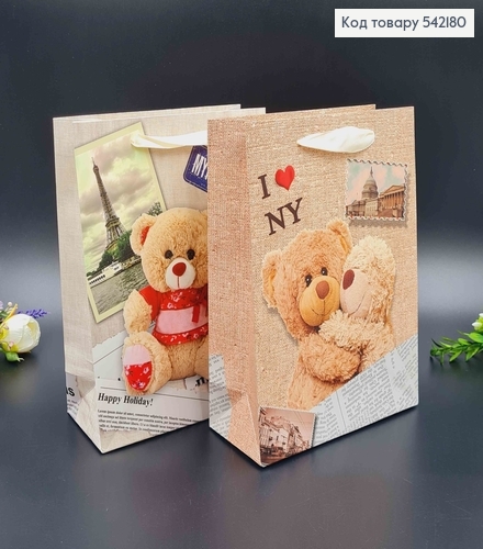 Пакет паперовий, "Ведмедик-Мандрівник", 18*8*24см в асорт 542180 фото 1