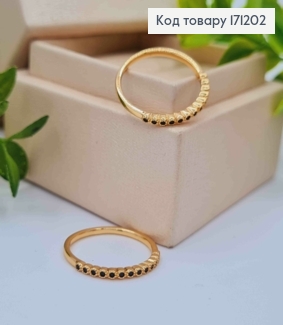 Кольцо "Нежность" украшено Черными камешками, Xuping 18К 171202 фото