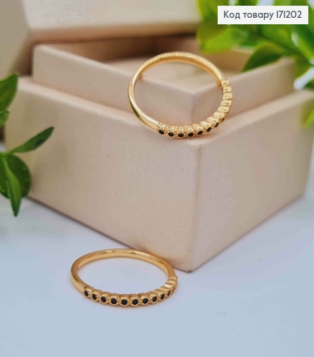 Кольцо "Нежность" украшено Черными камешками, Xuping 18К 171202 фото 1