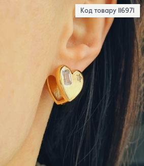 Серьги с прямоугольным камнем и звездочкой, 1,5см, англ. зам. Xuping 18K 116971 фото