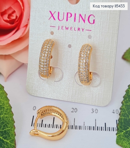 Серьги кольца, в камешках, 1,5*0,6см Xuping 18K 115433 фото 1