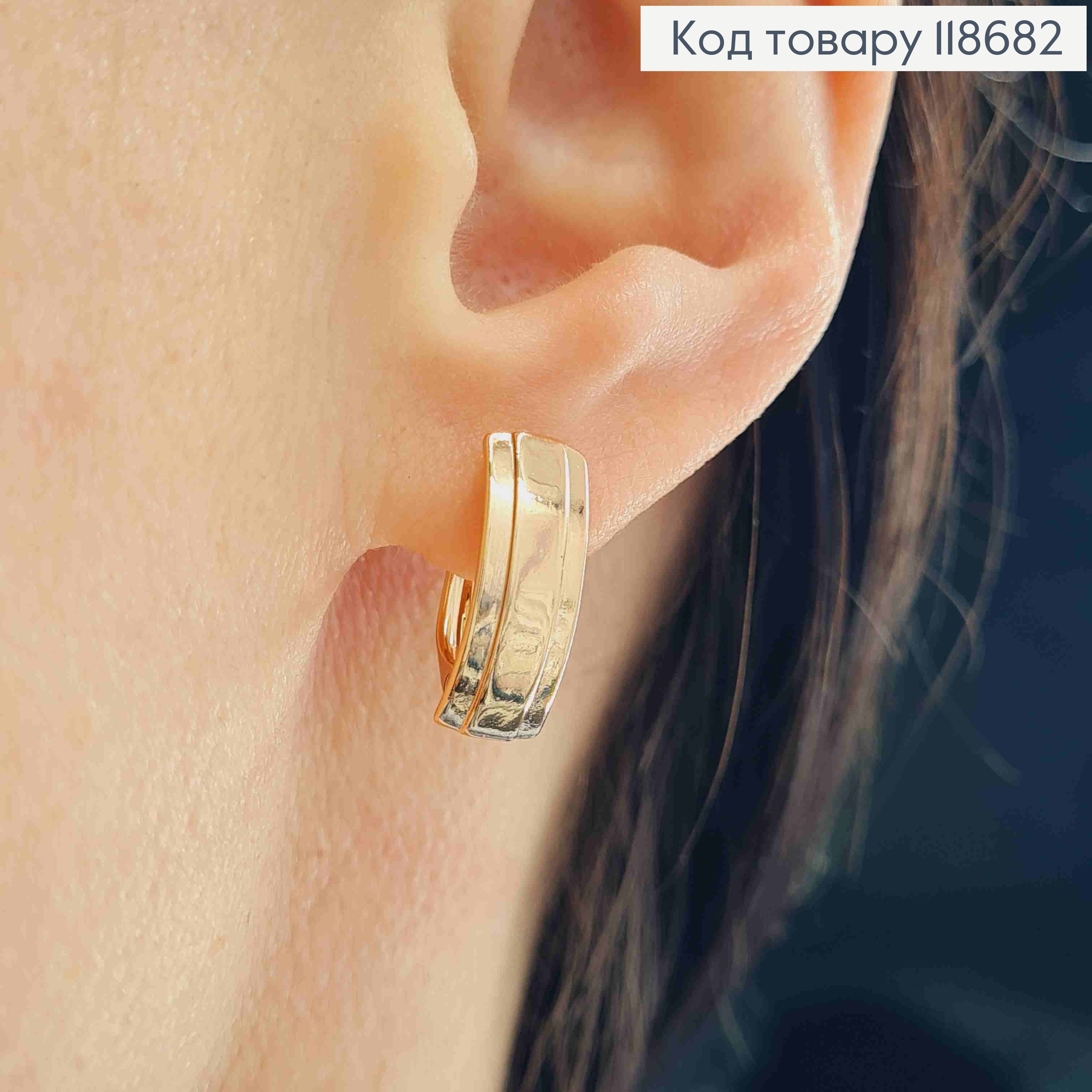 Серьги "Прямоугольные", 1,6см, английская застежка, Xuping 18К 118682 фото 2