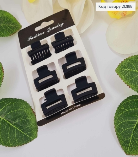 Краб пластик прямоугольный, матовый, черного цвета, 2,5см. Набор 6шт. 212188 фото 1