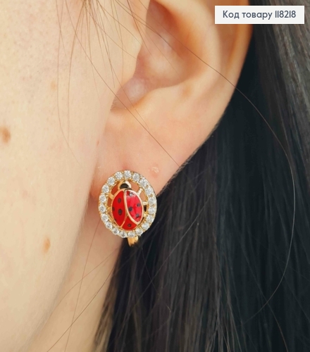 Сережки "Бедрик на Сонечку" з Блискучими камінцями,  1,5см, англійська застібка, Xuping 18K 118218 фото 3