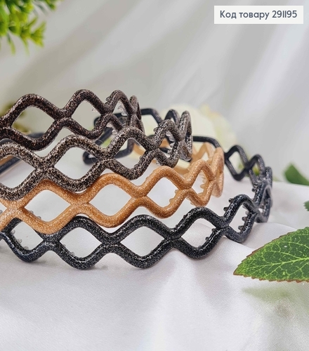 Обруч блестящий, 1,5см волнка, цвета в ассорт. 291195 фото 1