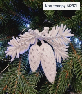 Новогодняя фигура ШИШКИ, бархат, цвет БЕЛЫЙ, 12*9см, Украина 612571 фото