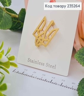 Брошь Герб ТРИЗУБ, ЗОЛОТОГО цвета2*3см 235264 фото