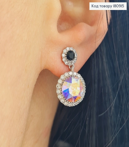 Сережки родовані гвіздки з Кристалами від Swarovski, 2*1,2см, Xuping 18К 180915 фото 2