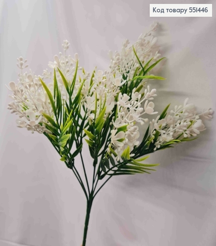 Искусственная композиция Пуансетия, БЕЛОГО цвета, 7 веточек на металлическом стержне, 31см 551446 фото 3