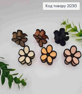 Краб пластик матовий "Квітка", 4,5см, Пастельні кольори в асортименті 212313 фото