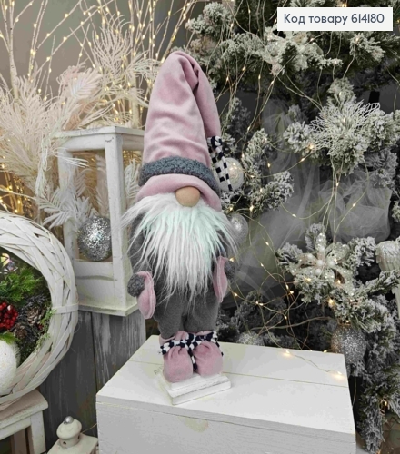 Гном "Скандинавський" в РОЖЕВО-СІРОМУ вбранні, 45см, ручна робота, Україна 614180 фото 2