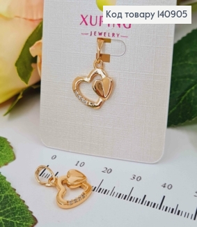 Кулон "Два Сердца", с камешками, 1,5см, Xuping 18K 140905 фото