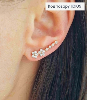 Сережки гачки "Квіточки" з Блискучими камінцями, довж. 2,2см, Xuping 18K 110109 фото