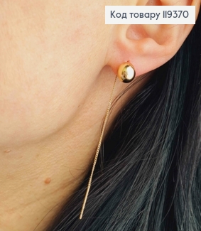 Серьги гвозди-протяжки Шарик (8мм) на цепочке, 6,5см, Xuping 18K 119370 фото