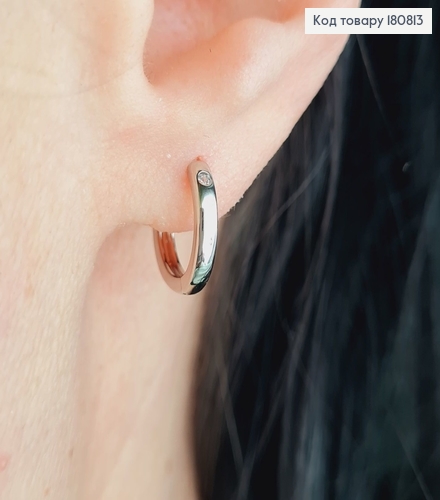 Сережки родовані кільця з камінцем, 1см, Xuping 180813 фото 1