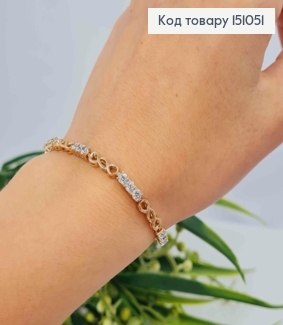 Браслет "Тройная Бесконечность" с Блестящими камешками, дл. 17+2см, Xuping 18K 151051 фото