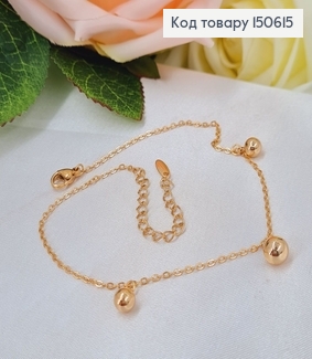 Браслет на ногу 0,5мм з шариками 22+5см, Xuping 18K 150615 фото