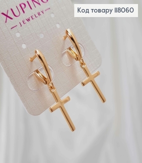 Серьги -Крестики, английская застежка (крестик 1,8*71см), Xuping 118060 фото