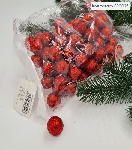 Набор шариков 2,5 см(+-100 шт) блеск красный 620025 фото 1