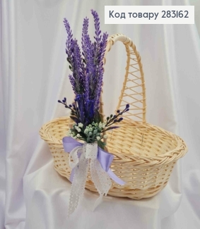 Повязка для корзины цветы Лаванды на завязках, 6*20см, ручная работа 283162 фото