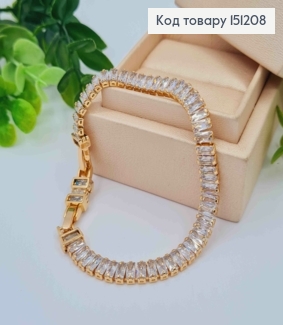 Браслет с прямоугольными Блестящими камешками, длина 16,5+2см, Xuping 18K 151208 фото