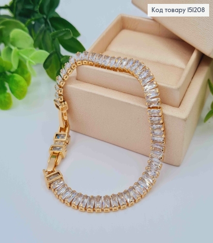 Браслет с прямоугольными Блестящими камешками, длина 16,5+2см, Xuping 18K 151208 фото 1