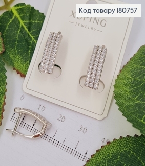 Сережки родовані Пластинка з камінцями (англ.застібка), 1,5*0,5см, Xuping 180757 фото