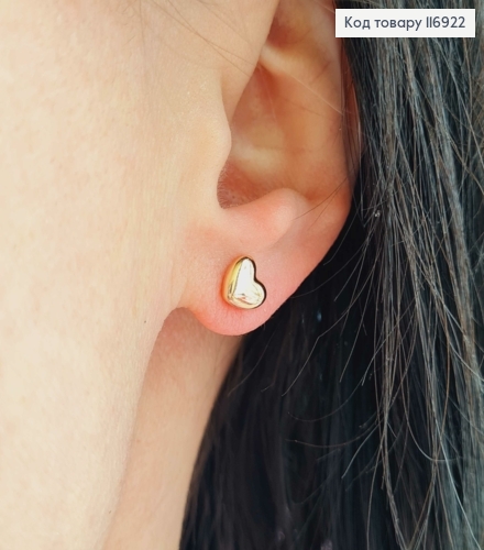 Серьги гвоздики, объемные Сердечка, 6мм, Xuping 18K 116922 фото 2