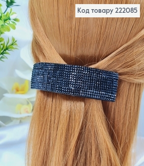 Заколка автомат пластик 10*2,5см ПРЯМОУГОЛЬНЫЙ ЧЕРНЫЙ в стразах (дугой) 222085 фото