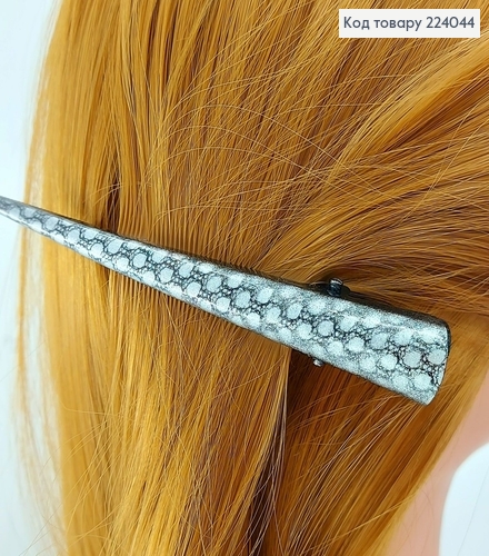 Заколка стріла срібна/біла 13см 224044 фото 2