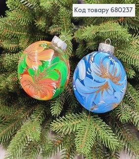 Игрушка шар 80мм ПРОЗРАЧЫЙ с росписью в ассорт.,1шт, ручная работа, Украина 680237 фото