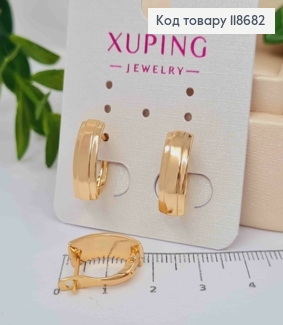 Серьги "Прямоугольные", 1,6см, английская застежка, Xuping 18К 118682 фото