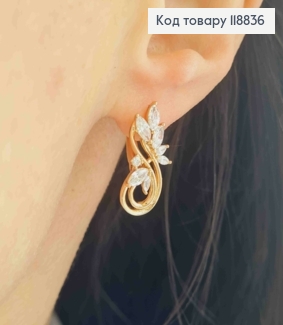 Серьги "Весенние" украшены Блестящими камешками, 2см, англ. застежка, Xuping 18К 118836 фото