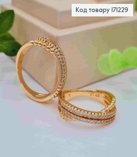 Кольцо украшено Блестящими камнями в два ряда, Xuping 18К 171229 фото