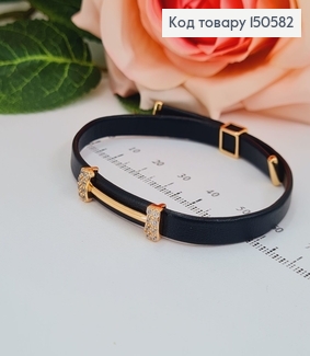 Браслет с екокожи до 20см с вставками Xuping 18K 150582 фото