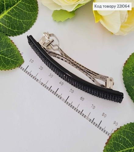 Заколка автомат (6см), пластик Черный в камнях, 7,8*1,4см. 221064 фото 2