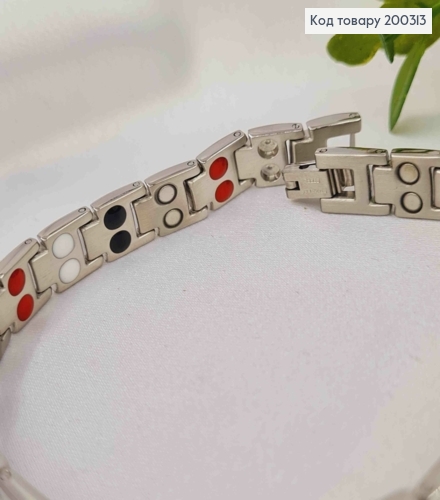 Браслет родований, плетіння Прямокутнимим пластинами (з магнітом), шир 9мм, довж 22,5см, Xuping ТТМ 200313 фото 2