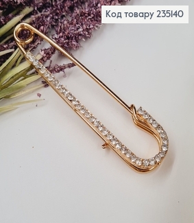 Брошка Шпилька в камушках 7*2 см, золотой цвет. 235140 фото
